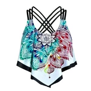Boho Tankini Swim Top Size Small - US 6